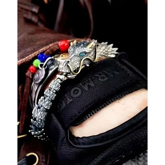 Retro Dragon Head Bracelet, Men's Domineering And Trendy Jewelry, - Picture 6 of 7